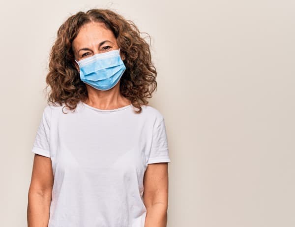 Woman with mask, COVID-19 clinical research